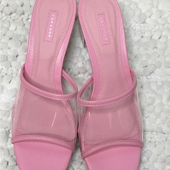 EUC, TopShop Pink & Clear Sandals, Size 38 - Picture 11 of 15